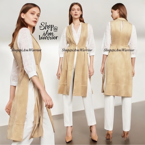 BCBGMaxAzria NWT vegan faux suede side tie vest duster *shop@iamwarrior - Picture 1 of 6